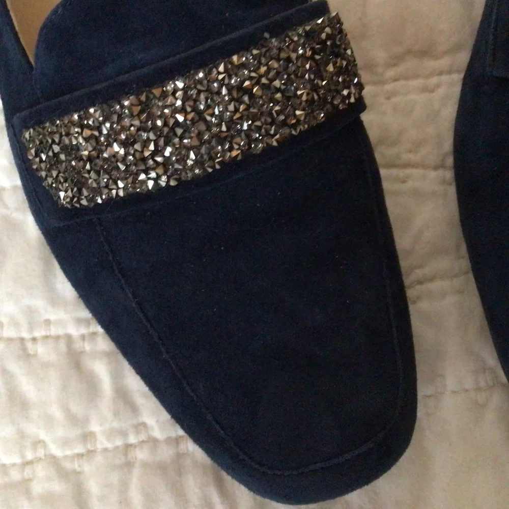 Karl Lagerfeld Shoes Quincey Navy Leather Suede Dress Loafers, 7M - Picture 2 of 8